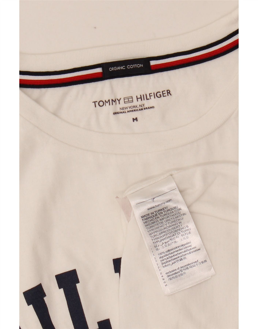 Damska koszulka z grafiką TOMMY HILFIGER Top UK 14 Średnia biała bawełna
