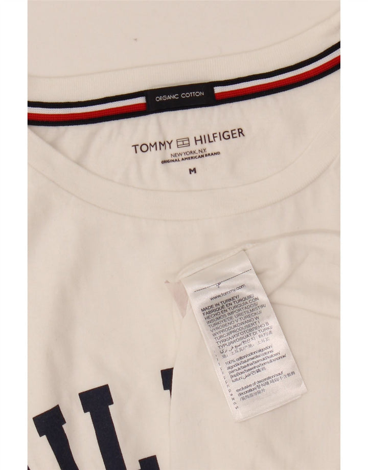Damska koszulka z grafiką TOMMY HILFIGER Top UK 14 Średnia biała bawełna
