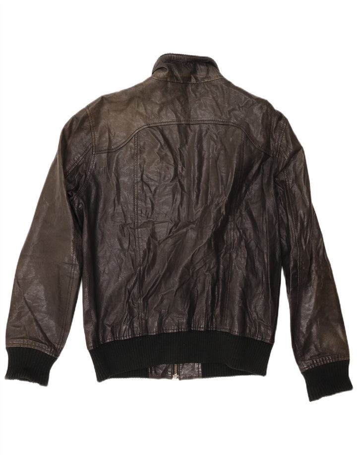 Męska skórzana kurtka bomber Jack & Jones UK 38, średnia czarna