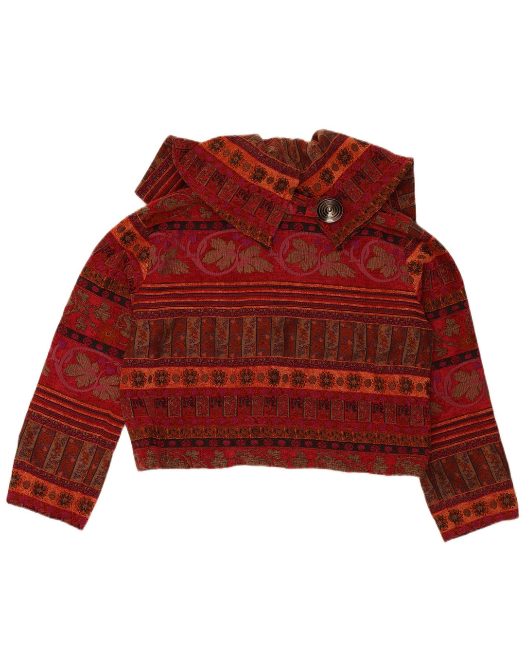 SHE'S CRAZY Damska marynarka typu Crop Oversize US 2 XS w kolorze bordowym w kwiaty