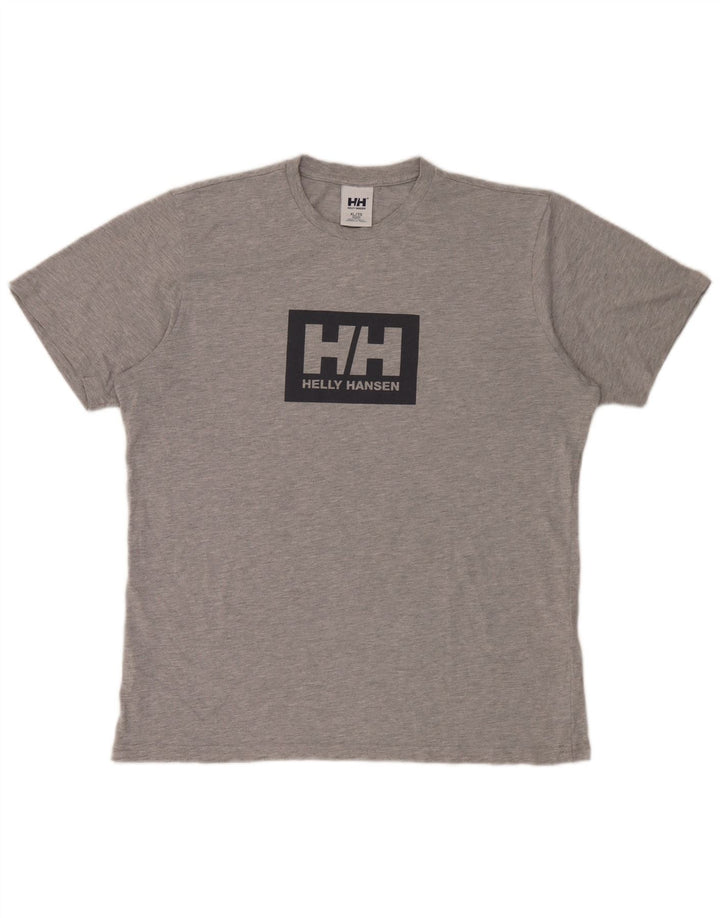 Męska koszulka z grafiką Helly Hansen, góra XL, szara bawełna