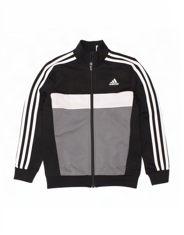 Chłopięca kurtka dresowa Adidas 7-8 lat Czarny poliester z blokami kolorów