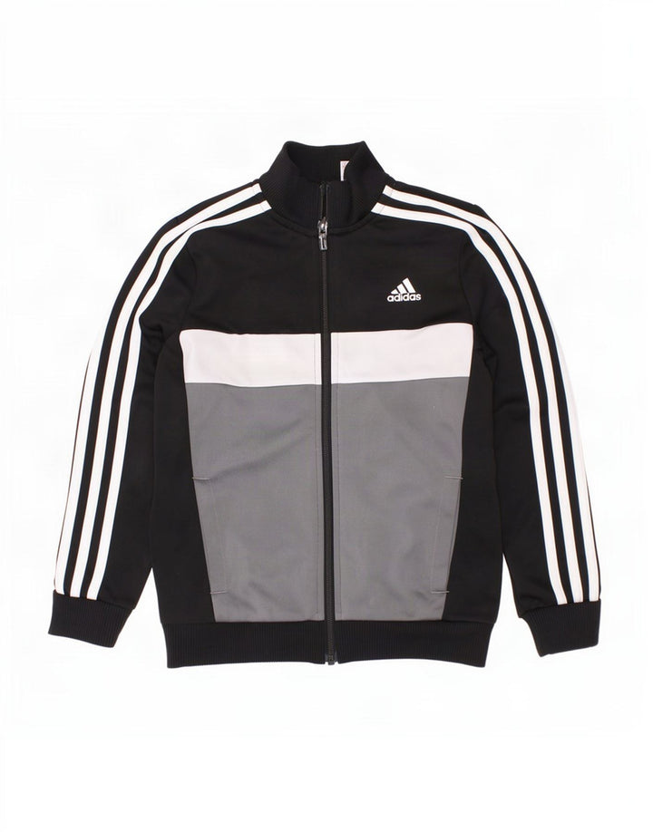 Chłopięca kurtka dresowa Adidas 7-8 lat Czarny poliester z blokami kolorów