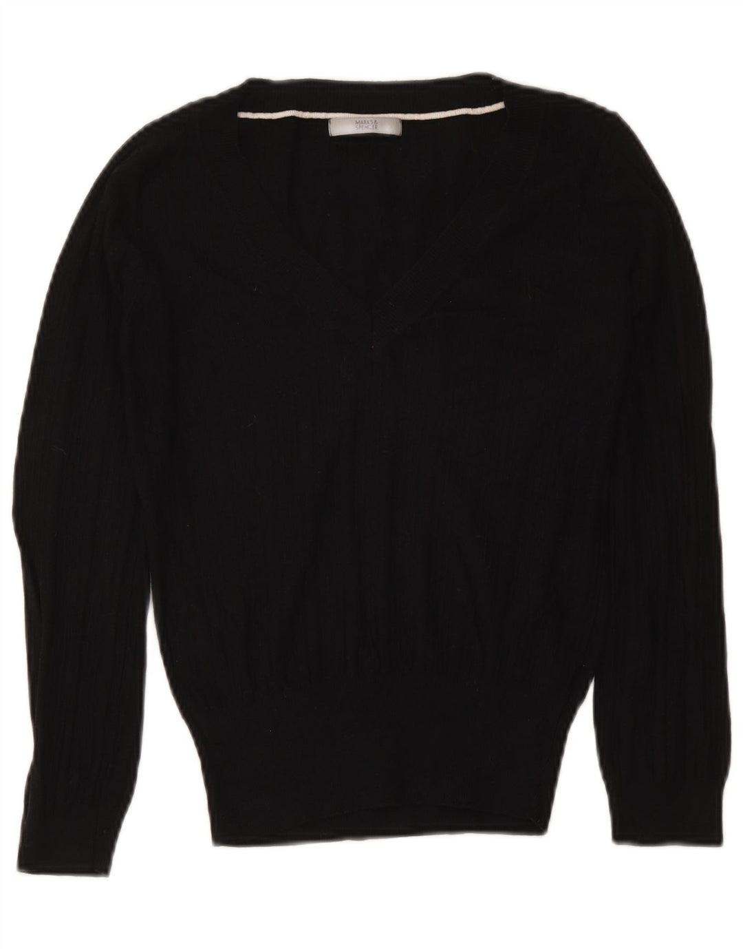 Marks & Spencer Damski sweter z dekoltem w kształcie litery V, UK 12, średni czarny