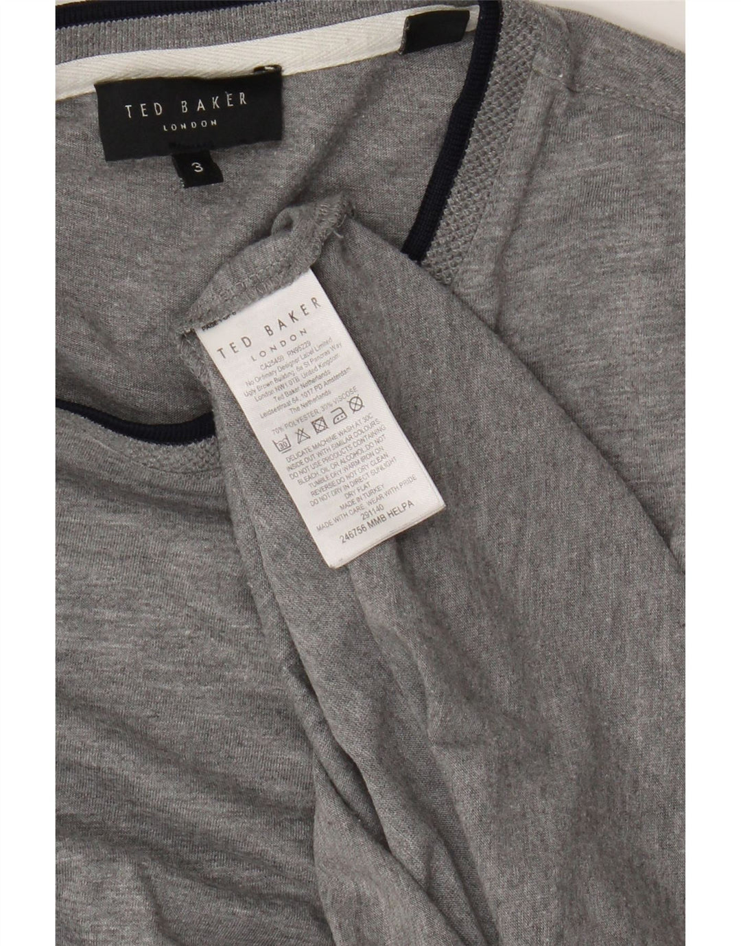 T-shirt męski Ted Baker, rozmiar 3, średni szary, poliester
