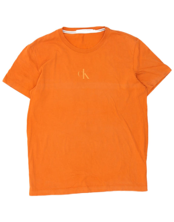 Męska koszulka z grafiką Calvin Klein Jeans, XL, pomarańczowa, bawełniana
