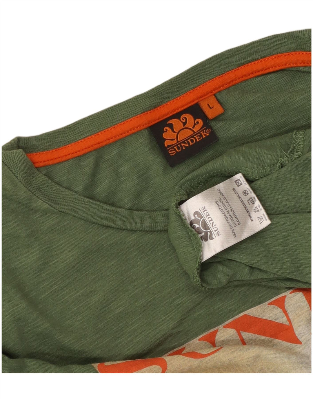 Męska koszulka z grafiką Sundek, duża, bawełniana w zielone plamki