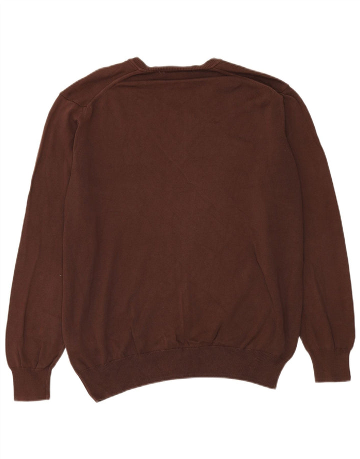 Męski sweter Zara z dekoltem w kształcie litery V, XL, brązowy, bawełniany