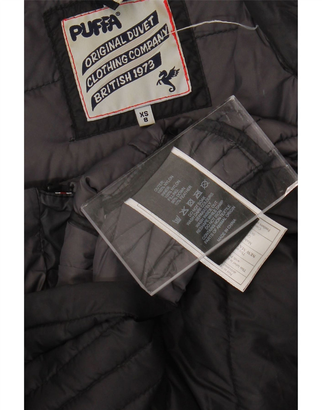 Damska ocieplana kurtka PUFFA, rozmiar 8 XS, czarny nylon