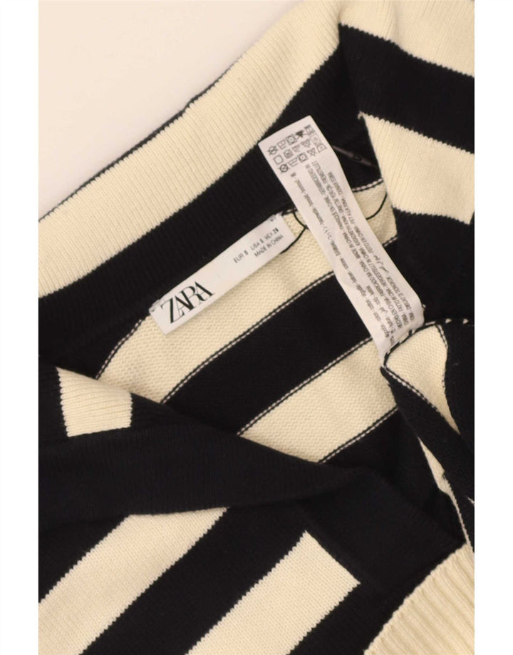 Damski sweter oversize z golfem Zara UK 10 w małe czarne paski