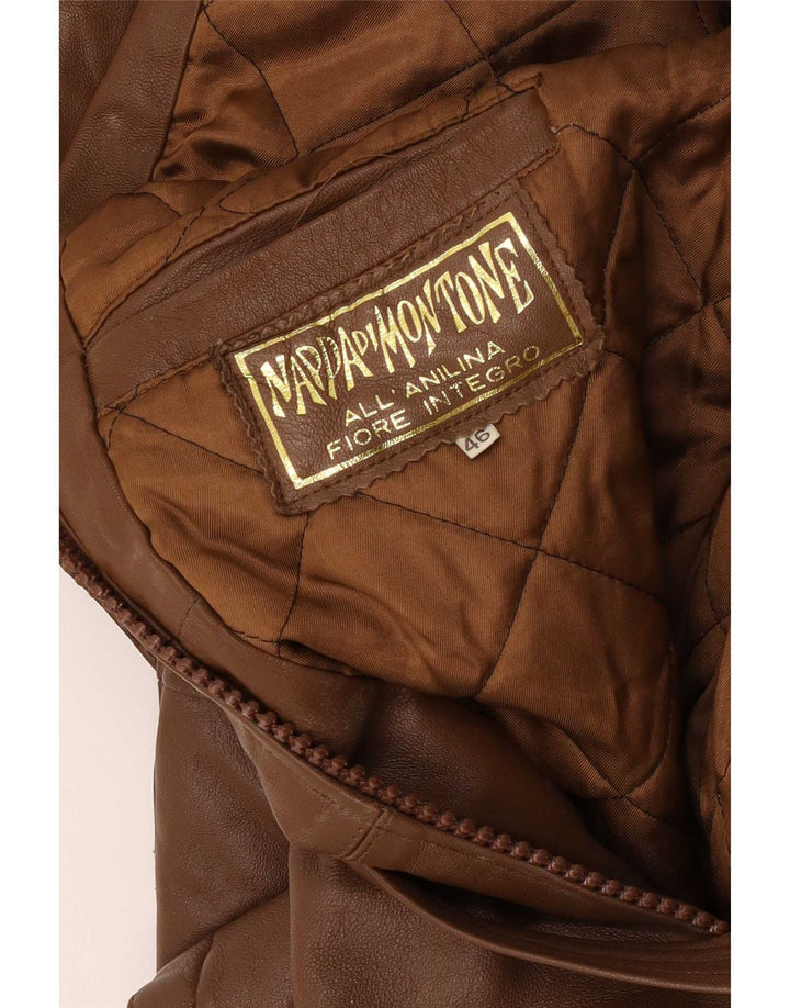Vintage męska kurtka skórzana IT 46 Small Brown