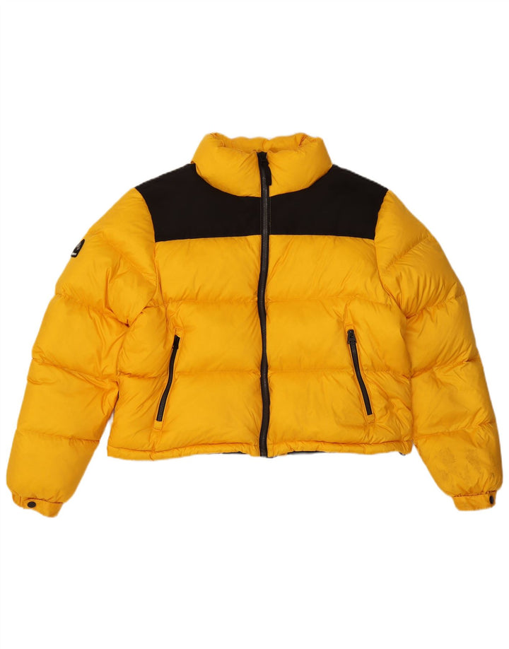 Damska kurtka Superdry Crop Padded Jacket UK 16, duży, żółty nylon w bloki kolorów