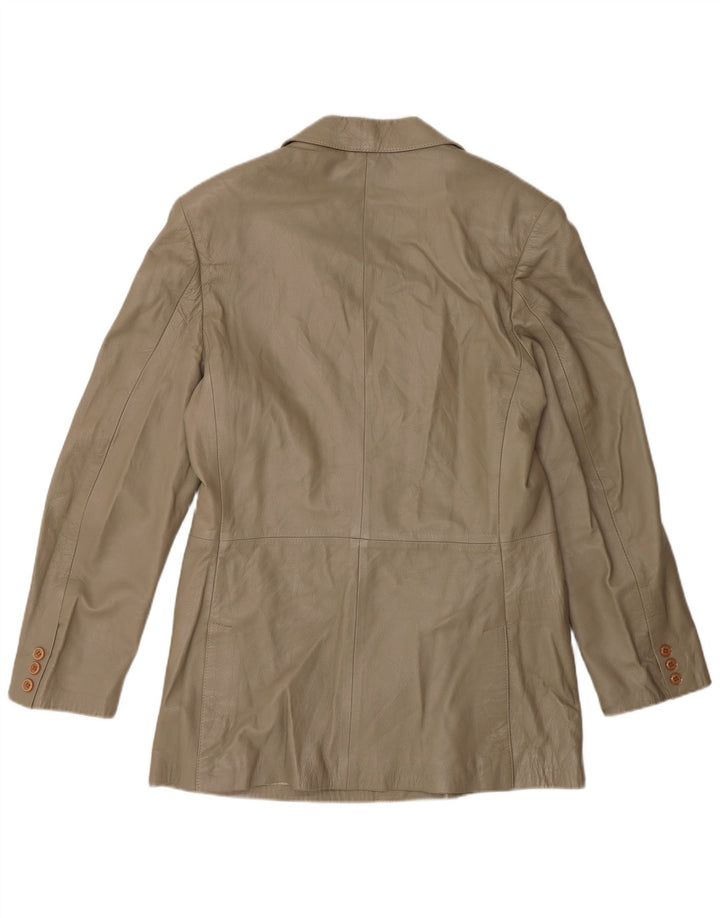 Vintage damska marynarka skórzana z podwójnymi piersiami IT 52 2XL szara