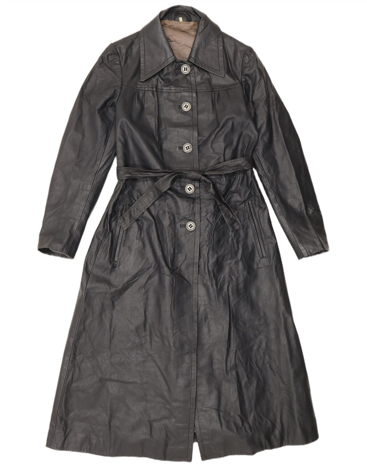 Vintage damski płaszcz skórzany IT 42 Medium Black