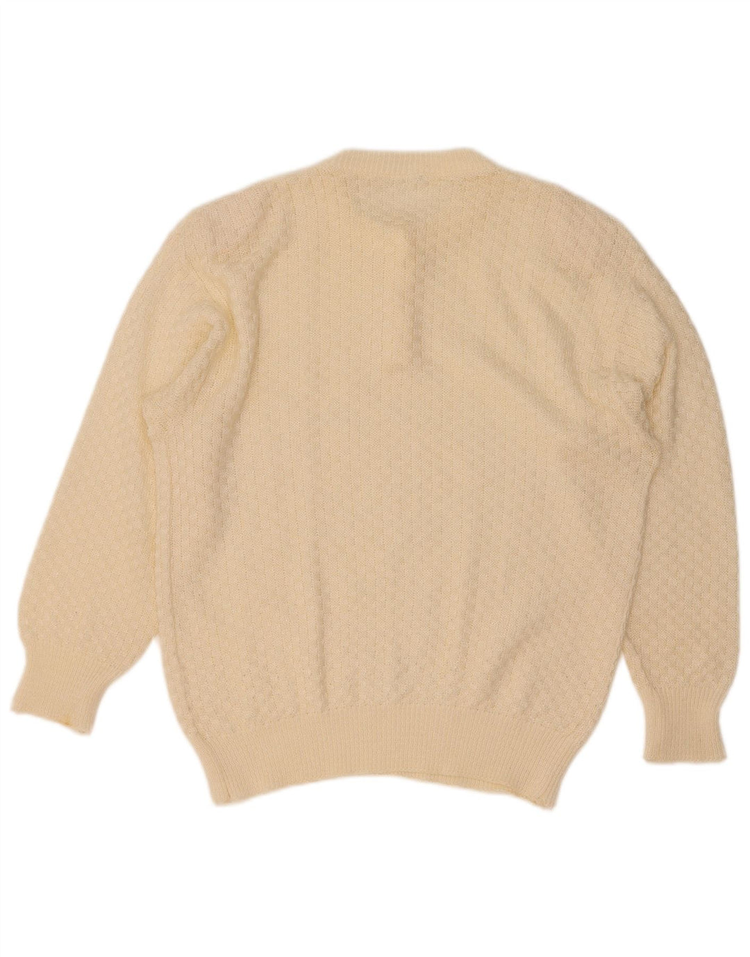 Sweter damski w stylu vintage, zapinany na guziki, UK 16, duży, w kolorze złamanej bieli