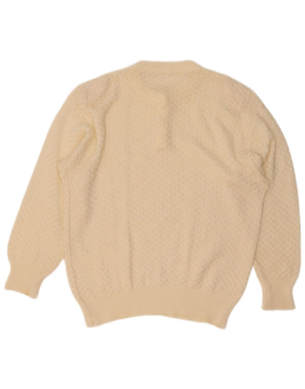 Sweter damski w stylu vintage, zapinany na guziki, UK 16, duży, w kolorze złamanej bieli