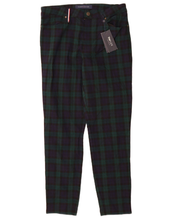 Damskie spodnie Chino Tommy Hilfiger US 6 Medium W28 L28 Zielona kratka