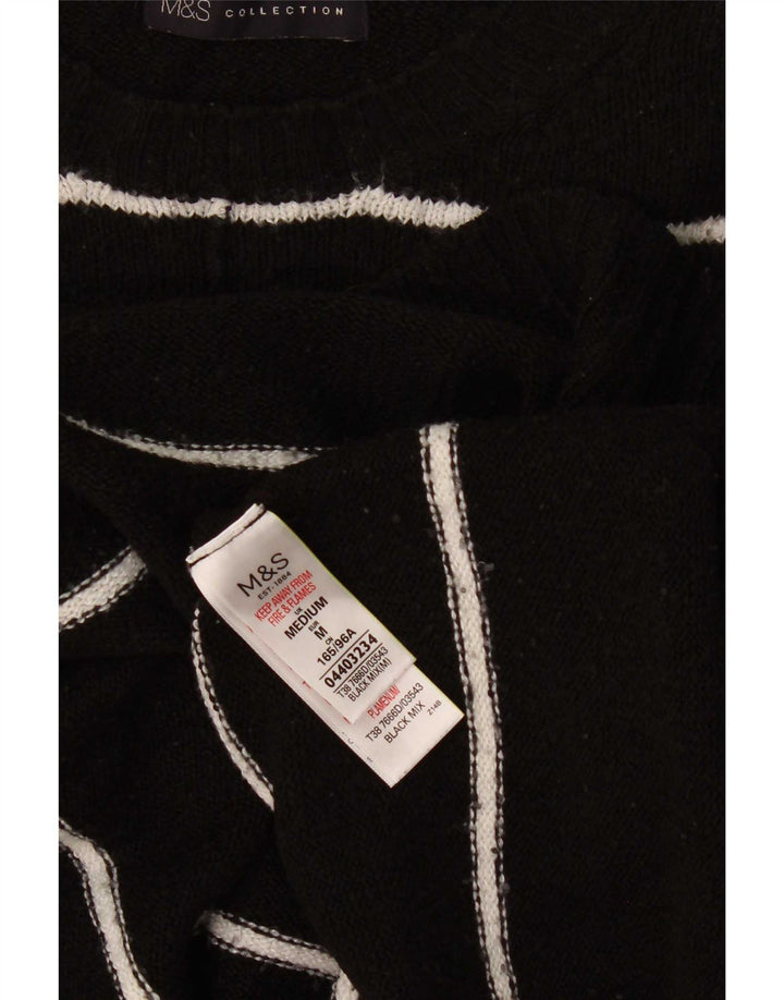 Marks & Spencer Damski sweter z dekoltem w łódkę, UK 14, średnie czarne paski