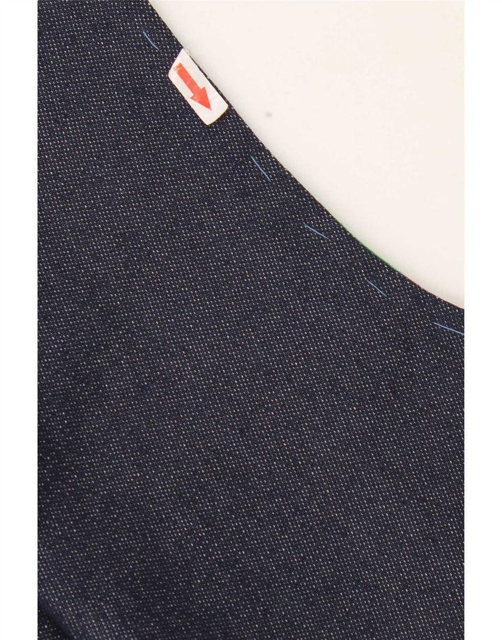 Vintage damska kamizelka dżinsowa OPEN UK 10 Mały wielobarwny patchwork