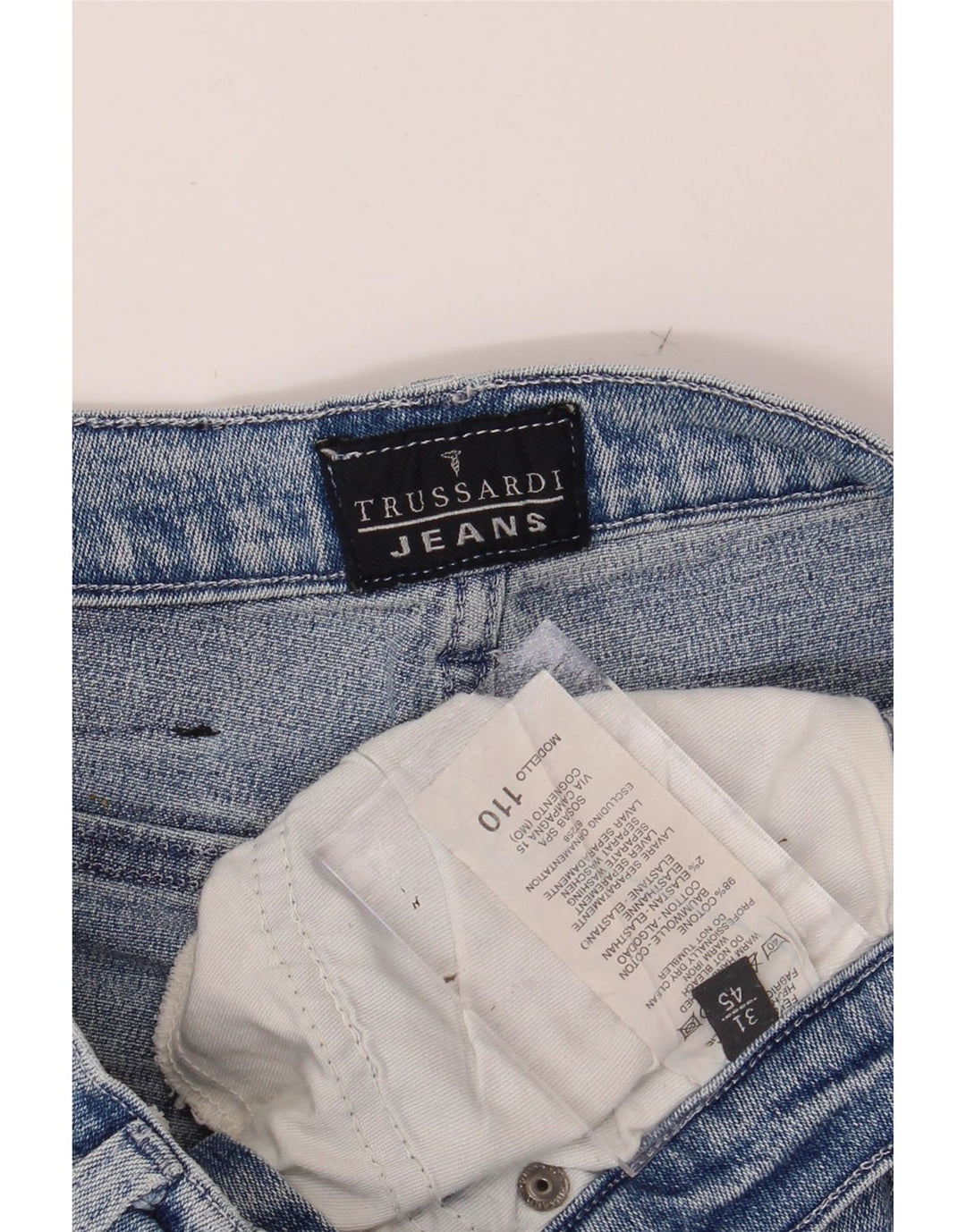 TRUSSARDI Womens Tapered Jeans W31 L30 Blue Cotton Vintage Trussardi and Second-Hand Trussardi from Messina Hembry 