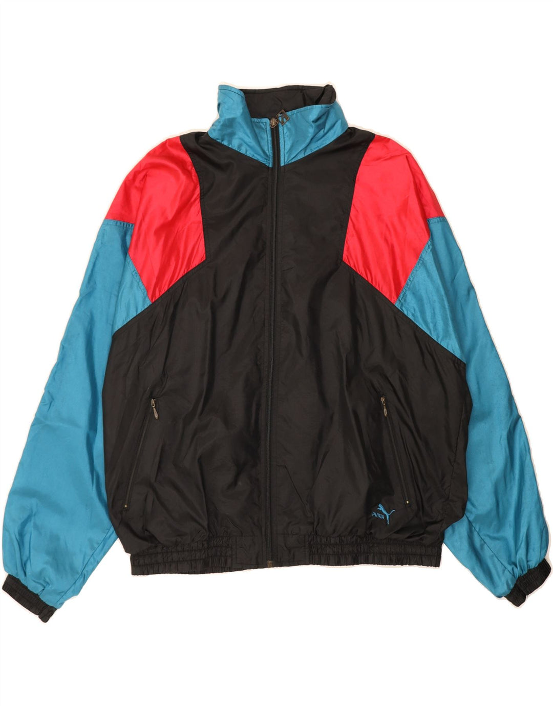 PUMA Mens Tracksuit Top Jacket 2XL Blue Colourblock Polyamide Vintage Puma and Second-Hand Puma from Messina Hembry 