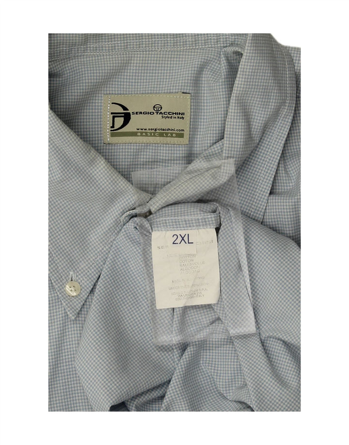 SERGIO TACCHINI Mens Shirt 2XL Blue Gingham Cotton