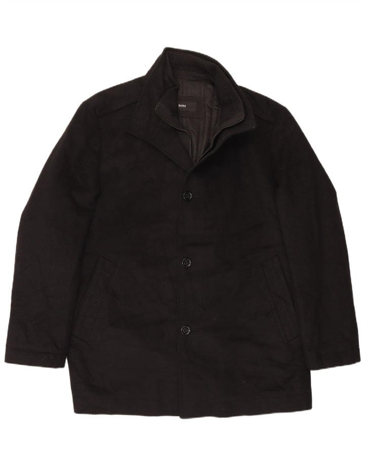 Płaszcz męski Hugo Boss EU 56 3XL Czarna wełna