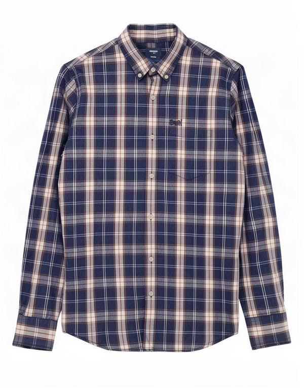 Koszula męska Superdry, bawełniana, w średnią granatową kratkę