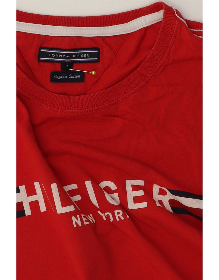 Męska koszulka z grafiką Tommy Hilfiger, bawełniana, średnia czerwona