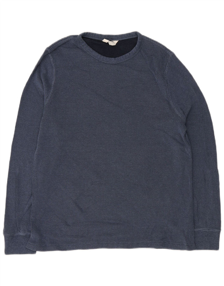 MARKS & SPENCER Męski top o luźnym kroju z długim rękawem, średnioniebieski, bawełniany