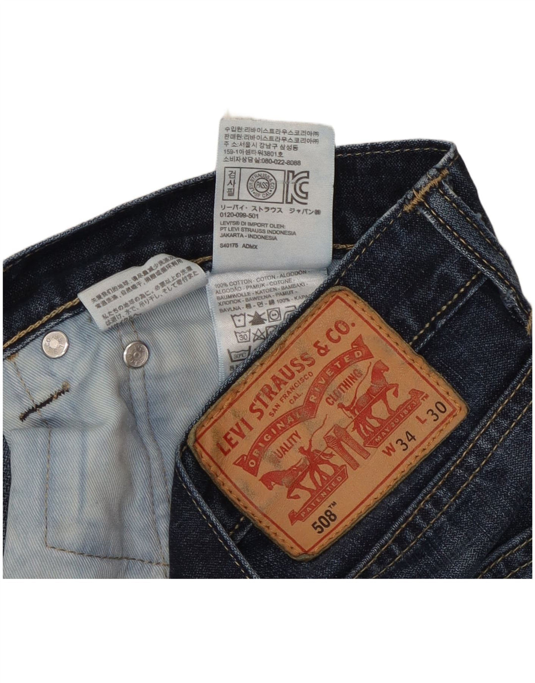 Męskie dżinsy Levi's 508 Regular Tapered W34 L30 Niebieska bawełna
