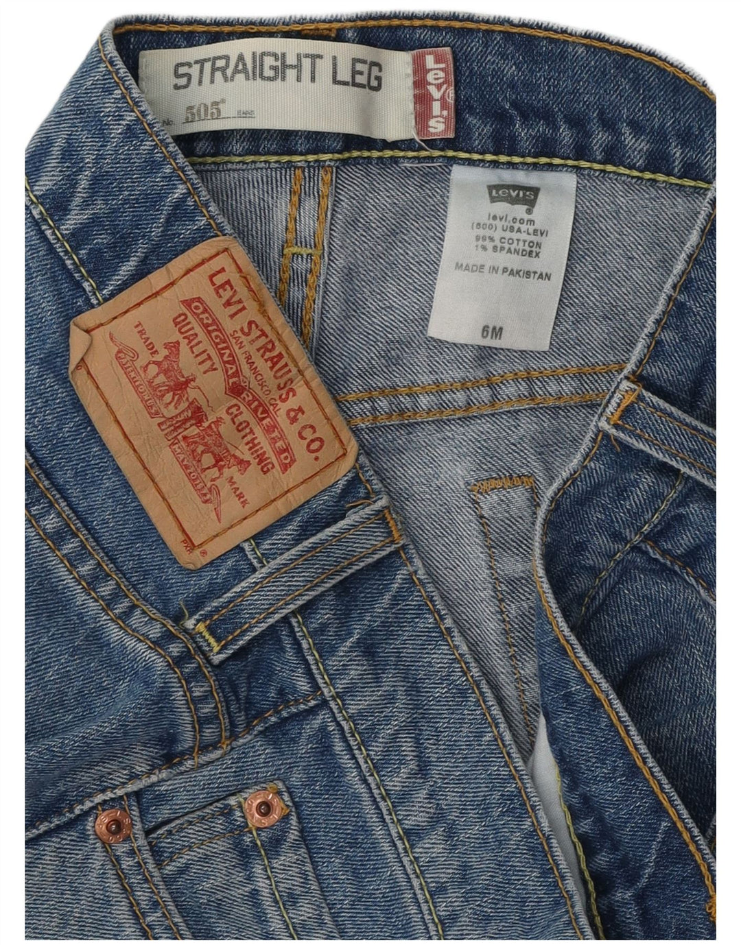 Damskie jeansy LEVI'S 505 Straight US 6 Medium W30 L31 Niebieskie bawełniane