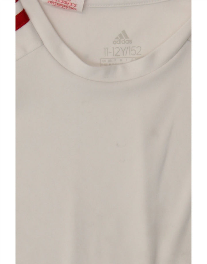 ADIDAS Boys Aeroready T-Shirt Top 11-12 Years White Polyester Vintage Adidas and Second-Hand Adidas from Messina Hembry 