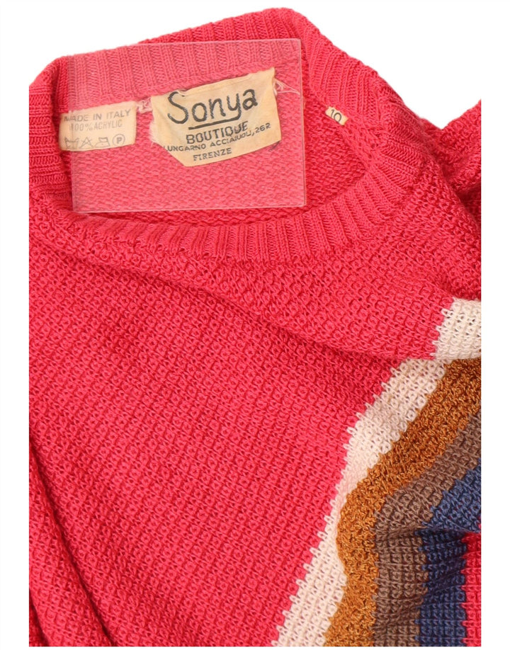 Damski sweter oversize Sonya z okrągłym dekoltem UK 10 w małe różowe paski