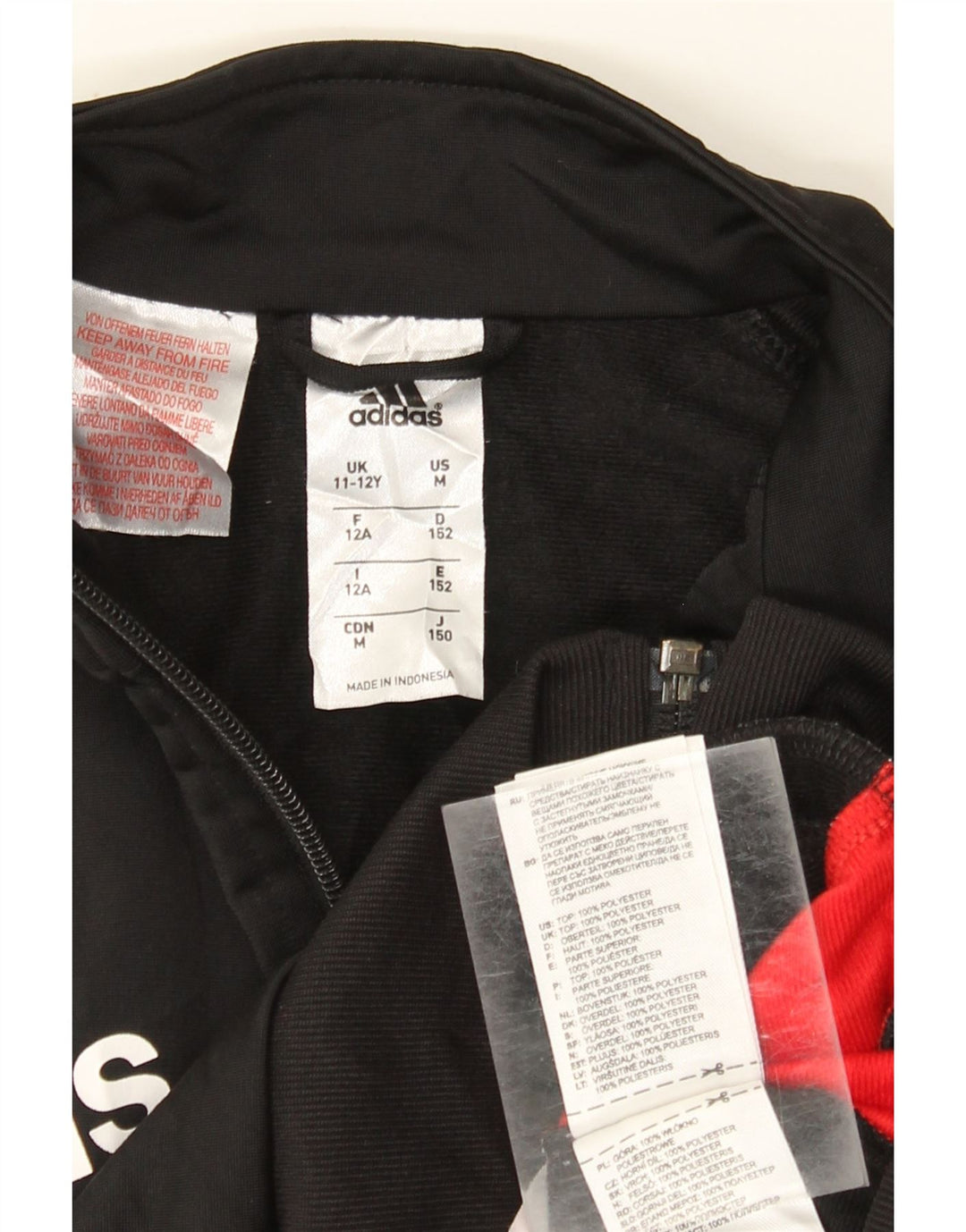 Chłopięca kurtka dresowa Adidas z grafiką, 11-12 lat, czarna, z blokami kolorów