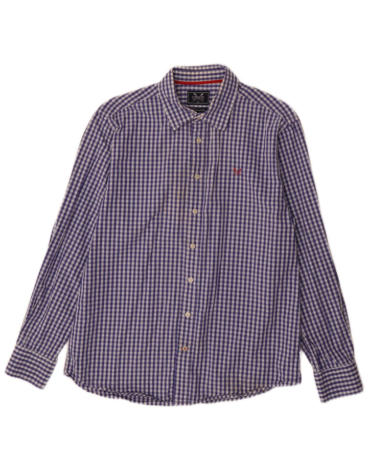 Crew Clothing Męska koszula o dopasowanym kroju, duża, niebieska bawełniana kratka