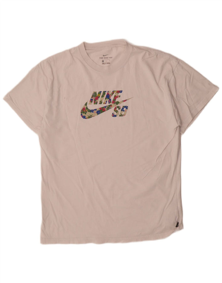 Męska koszulka z grafiką Nike, średnia, biała bawełna