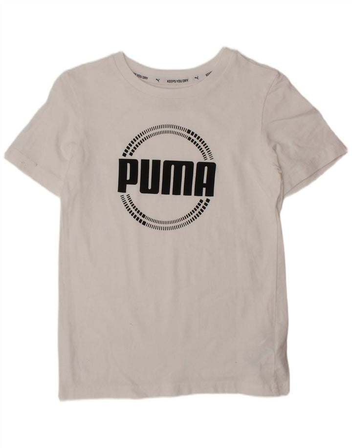Chłopięcy T-shirt z grafiką PUMA, 9-10 lat, biała bawełna