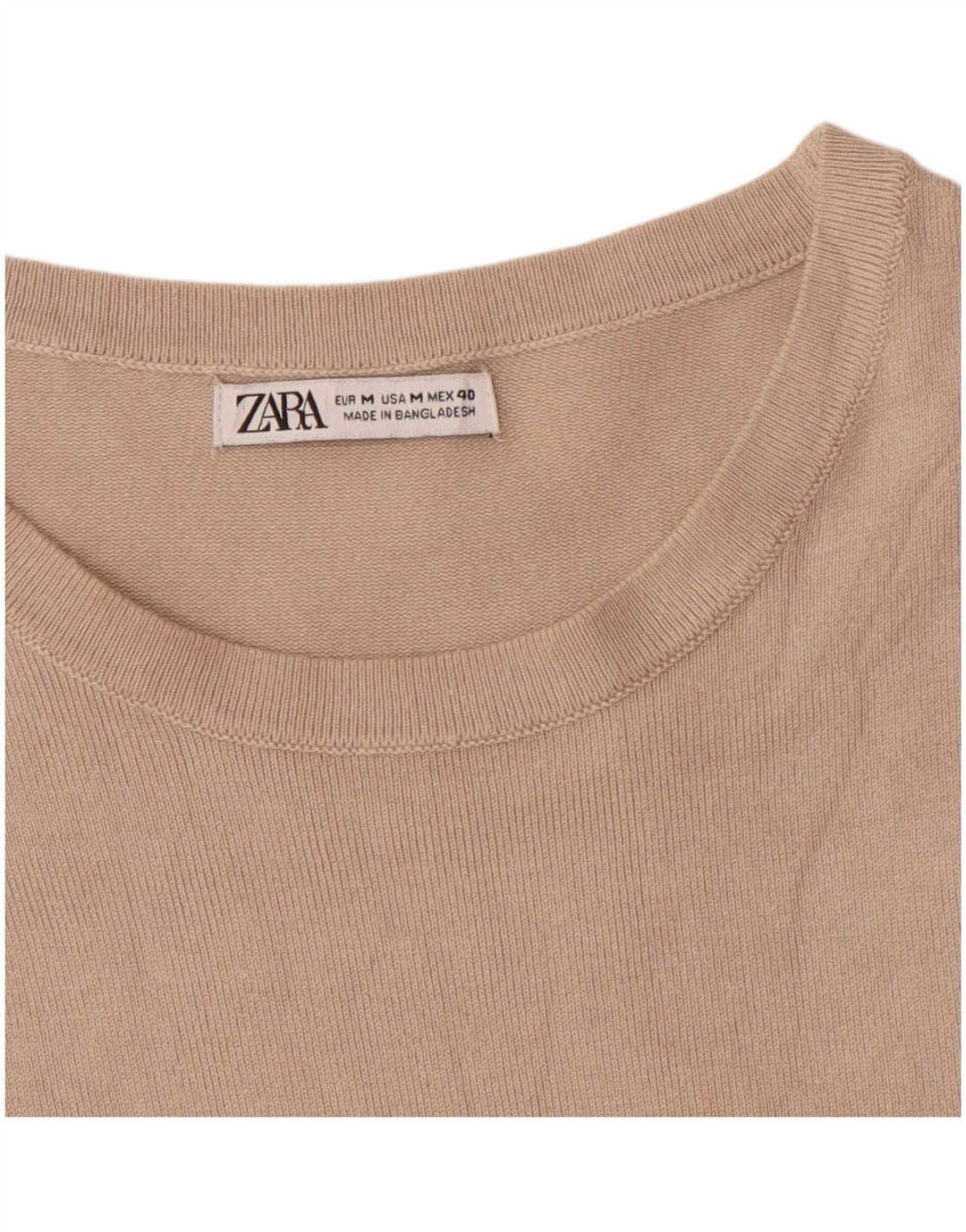 ZARA Mens Crew Neck Jumper Sweater Medium Beige Viscose