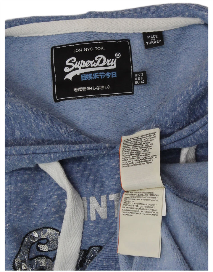 Damski sweter z kapturem i grafiką SUPERDRY UK 12, średni niebieski, poliester