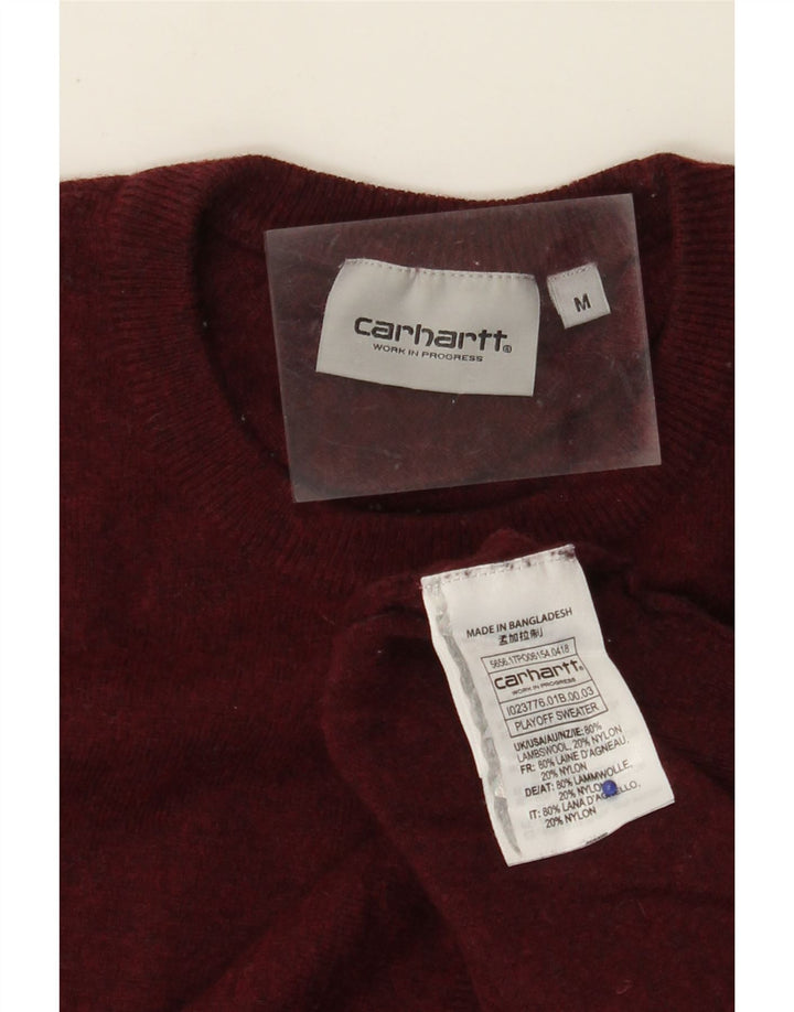 Męski sweter CARHARTT z okrągłym dekoltem, średni burgund, wełna owcza