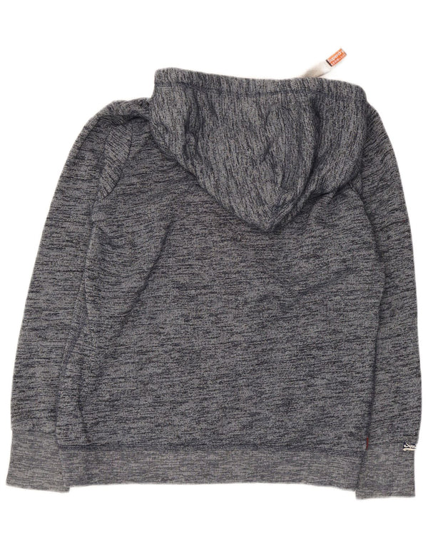 Damski sweter z kapturem Superdry Graphic UK 16, duży, granatowy, bawełniany w cętki