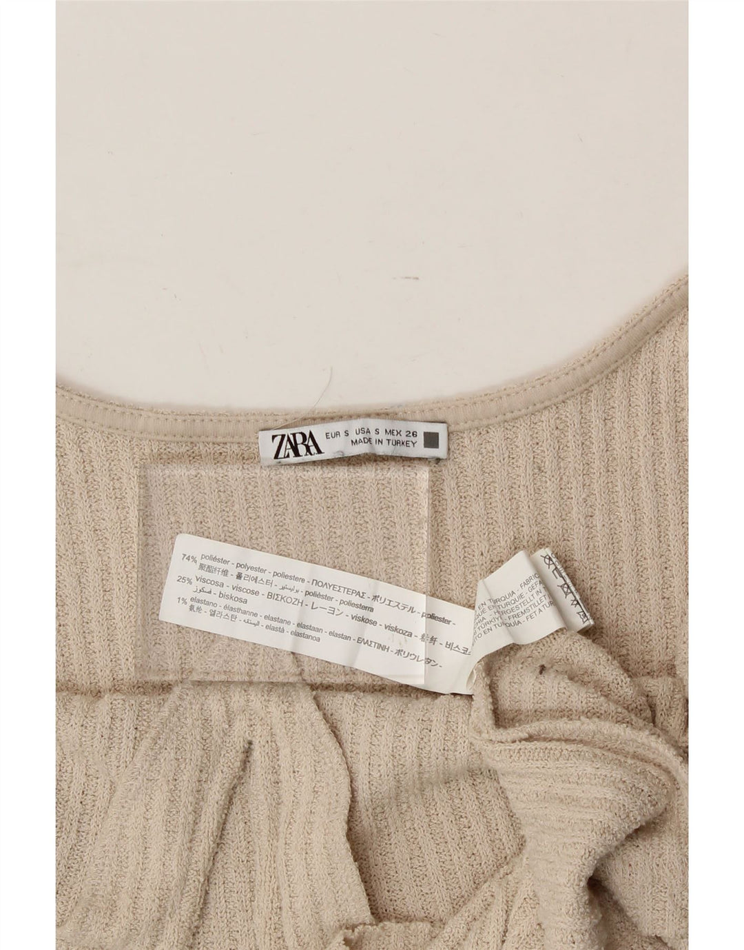 ZARA Womens Sleeveless Bodycon Dress UK 10 Small Beige Polyester Vintage Zara and Second-Hand Zara from Messina Hembry 