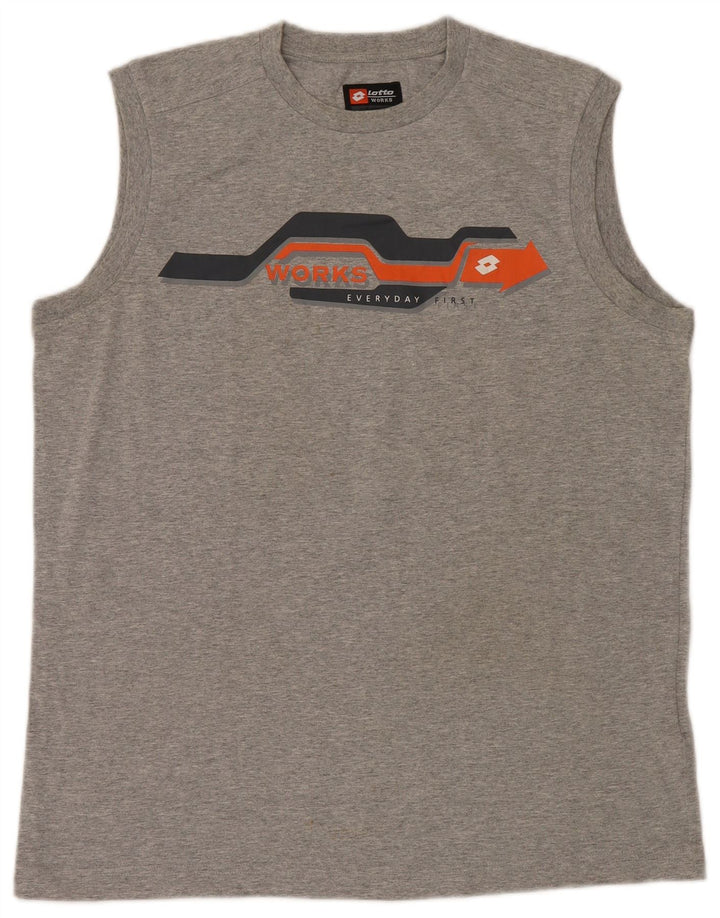 Męska kamizelka z grafiką Lotto UK 40/42, duża, szara bawełna