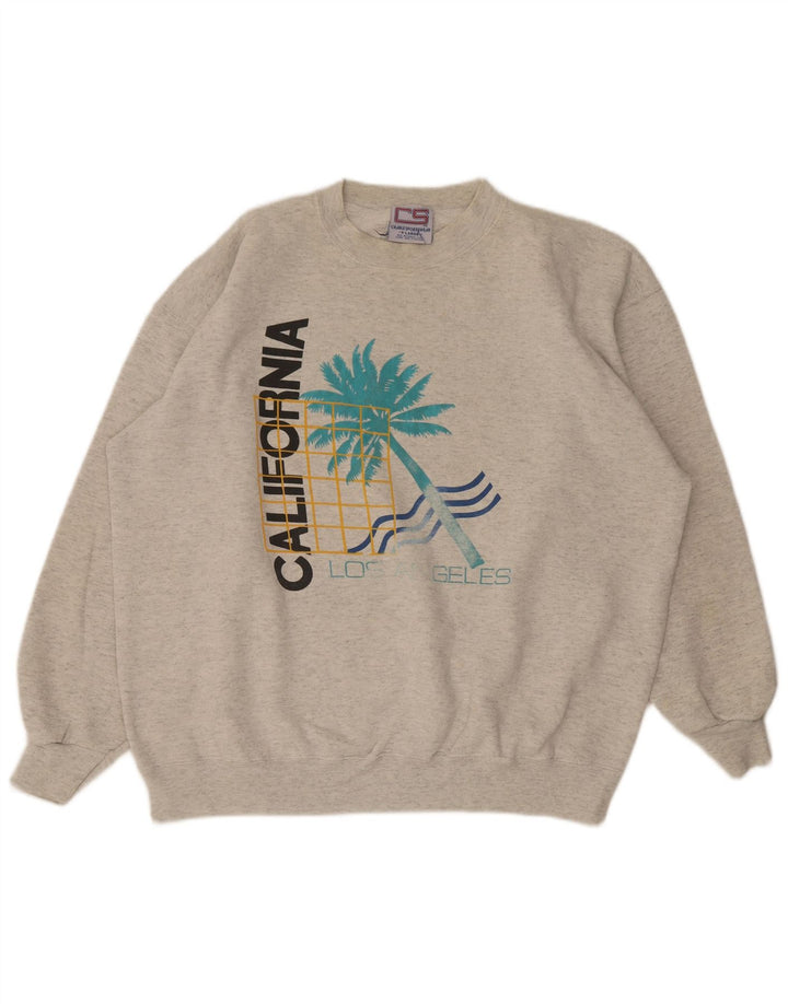 Męska bluza z grafiką w stylu vintage, sweter XL, szara bawełna