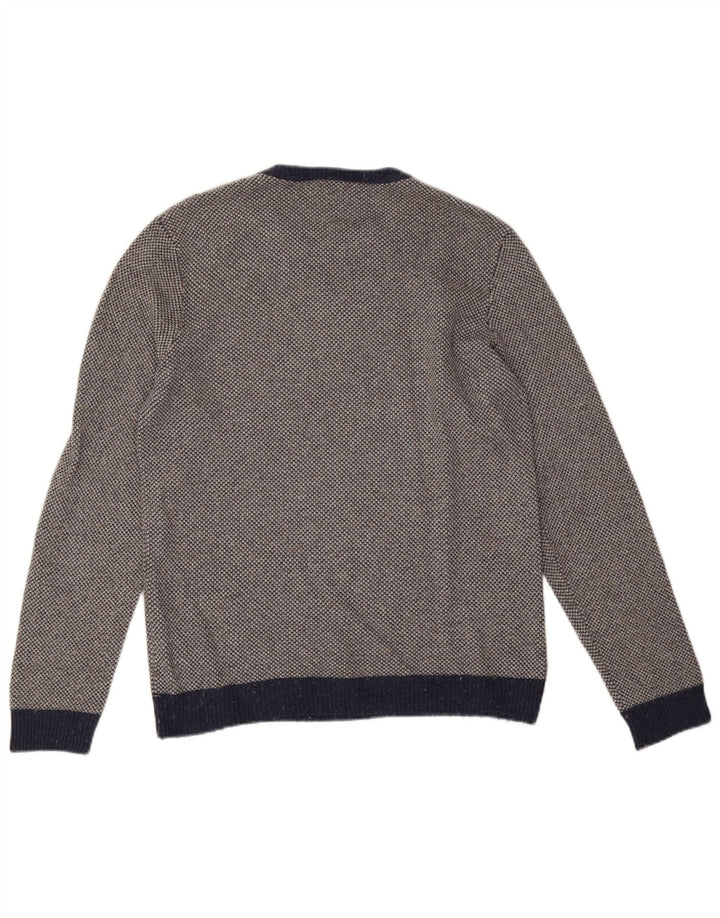 Lacoste Męski sweter z okrągłym dekoltem, rozmiar 4, średni granatowy, wełniany cętki