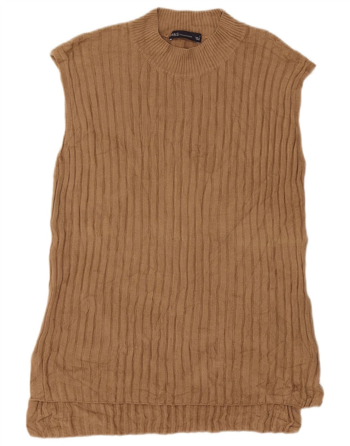 Marks & Spencer Damski podkoszulek oversize z kamizelką UK 10 Small Brown Wiskoza