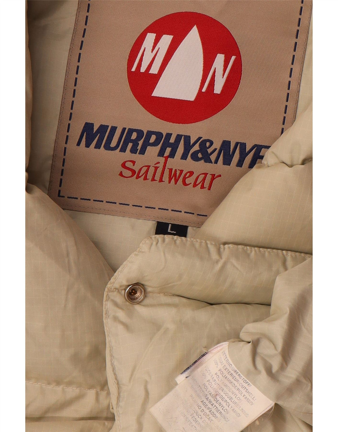 MURPHY & NYE Wyściełana kamizelka męska Sailmakers UK 40, duża w kolorze złamanej bieli, poliamid