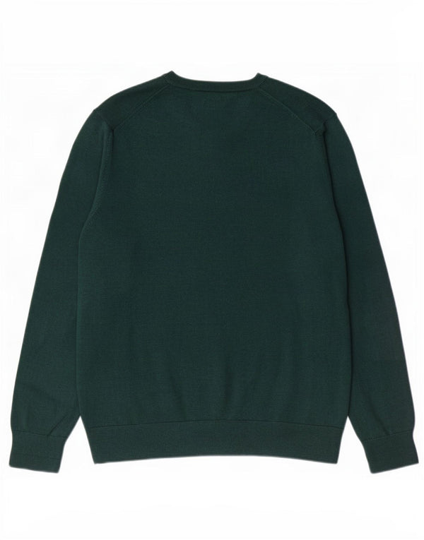 Marks & Spencer Męski sweter z dekoltem w kształcie litery V, XL, zielony, bawełniany