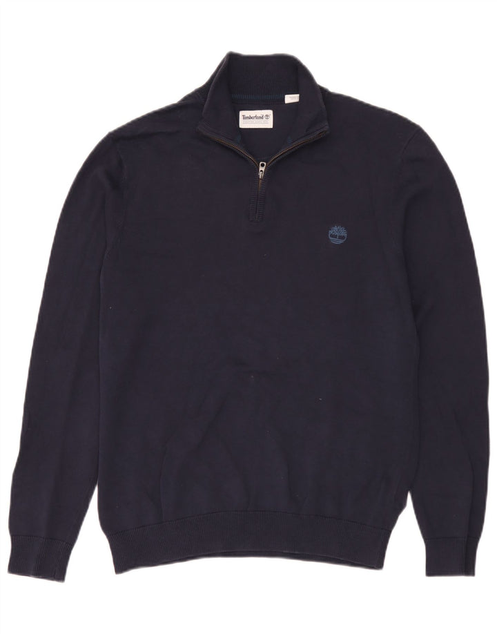 Timberland Męski sweter z zamkiem błyskawicznym, mały, granatowy, bawełniany